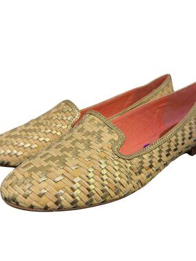 Coach Straw Flats Tan Gold Size 8
